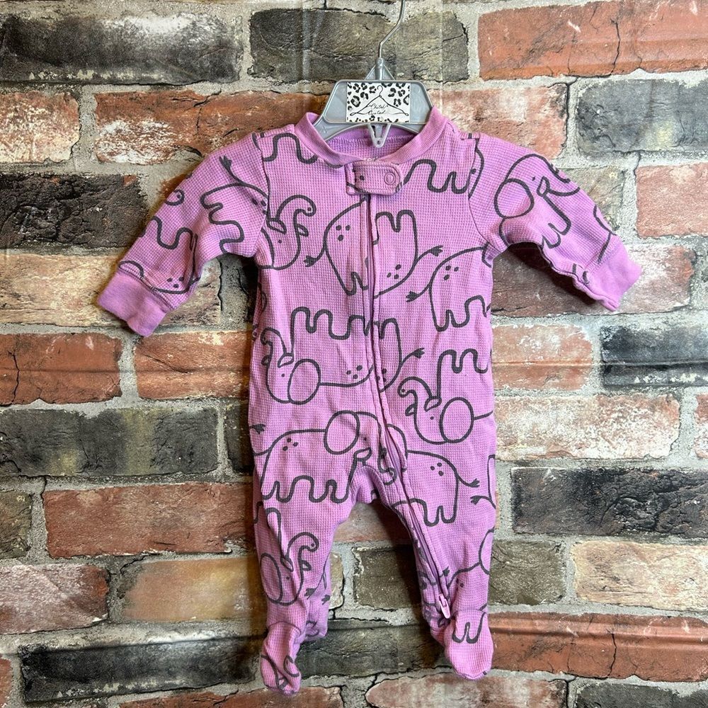5 for $25🔥3M Baby Girl Carters Waffled Knit Pink Elephant Foot Sleeper Bodysuit